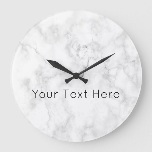 Custom White marble Acrylic Clock Große Wanduhr (Vorderseite)