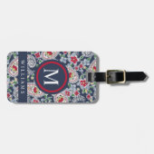 Custom White Navy Blue Red Paisley Muster Gepäckanhänger (Vorderseite horizontal)