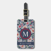 Custom White Navy Blue Red Paisley Muster Gepäckanhänger (Vorderseite vertikal)