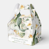 Custom White Orchid Blume Floral Gefälligkeitsboxe Geschenkschachtel (Vorderseite)