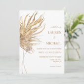 Custom White Papyrus and Pampas Wedding Einladung (Stehend Vorderseite)