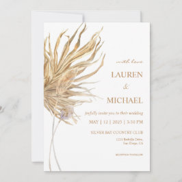 Custom White Papyrus and Pampas Wedding Einladung