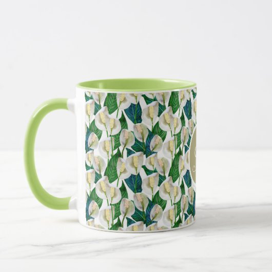 Custom White Peace Lily Tasse (Links)