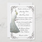 Custom White Peacock Wedding Einladung (Vorderseite)