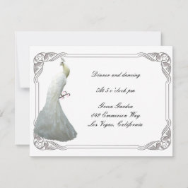 Custom White Peacock Wedding Reception Card Einladung