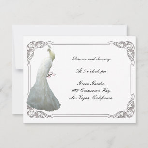 Custom White Peacock Wedding Reception Card Einladung