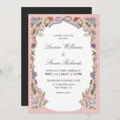 Custom White Pink Blue Fairytale Liebe Hochzeit Einladung (Vorne/Hinten)