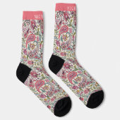 Custom White Pink Blue Paisley Muster Socken (Rechts)