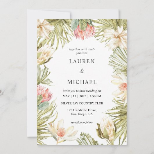 Custom White Pink Peach African Frame Wedding Einladung (Vorderseite)