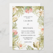 Custom White Pink Peach African Frame Wedding Einladung (Vorne/Hinten)