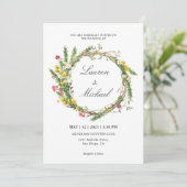 Custom White Pink Spring Blumenkranz Einladung (Stehend Vorderseite)