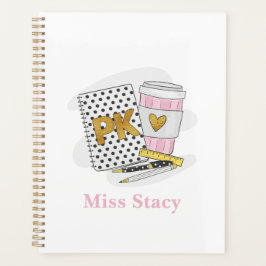 Custom White Pre-K Teacher School Planer