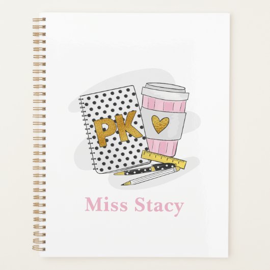 Custom White Pre-K Teacher School Planer (Vorderseite)