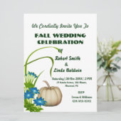 Custom White Pumpkin Fall Floral Green Einladung (Stehend Vorderseite)
