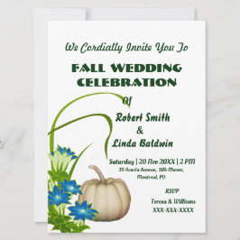 Custom White Pumpkin Fall Floral Green Einladung