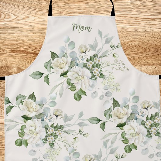 Custom White Roses Mothers Day Schürze