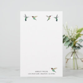 Custom White Ruby-throated Hummingbird Stationery Briefpapier