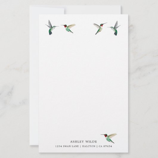 Custom White Ruby-throated Hummingbird Stationery Briefpapier (Vorderseite)