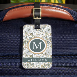 Custom White Silver Grau Green Paisley Muster Gepäckanhänger