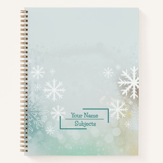 Custom White Snowflake Spiral Notebook Notizblock (Vorderseite)