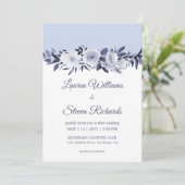 Custom White Soft Blue Antoinette Florals Hochzeit Einladung (Stehend Vorderseite)