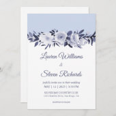 Custom White Soft Blue Antoinette Florals Hochzeit Einladung (Vorne/Hinten)