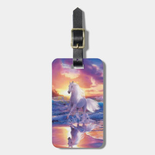 Custom White Stallion Luggage Tag Gepäckanhänger