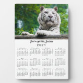 Custom White Tiger Foto and Name 2021 Calendar Fotoplatte (Vorderseite)