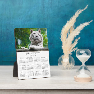 Custom White Tiger Foto and Name 2021 Calendar Fotoplatte