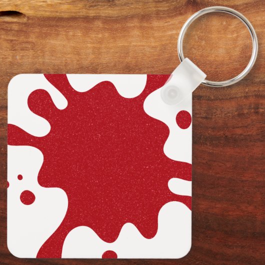 Custom White & Tomato Red Paint Splatter Keychain Schlüsselanhänger (Rückseite)
