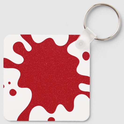 Custom White & Tomato Red Paint Splatter Keychain Schlüsselanhänger (Rückseite)