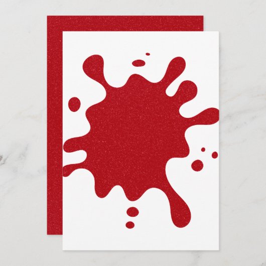 Custom White & Tomato Red Splash Card Save The Date (Vorne/Hinten)