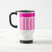 Custom White Travel Mug, Candy Pink Geometric Reisebecher (Links)