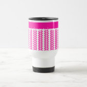 Custom White Travel Mug, Candy Pink Geometric Reisebecher (Mittel)