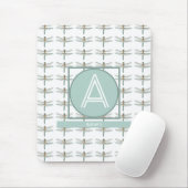 CUSTOM WHITE TRENDY DRAGONFLY PATTER MOUSEPAD (Mit Mouse)