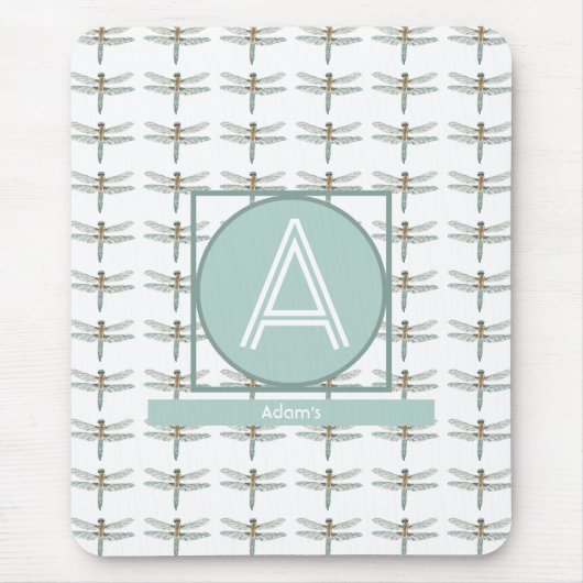 CUSTOM WHITE TRENDY DRAGONFLY PATTER MOUSEPAD (Vorne)