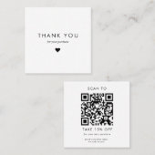 Custom White Typografy Business QR Code Vielen Dan Rabattkarte (Vorne/Hinten)