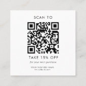 Custom White Typografy Business QR Code Vielen Dan Rabattkarte (Rückseite)