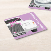 CUSTOM WHITE WEDD CAR LIMO DATE RECHTECKIGER PAPPUNTERSETZER (angewinkelt)