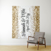 Custom White Weddrop Foto Booth Prop Wandteppich (Beispiel)