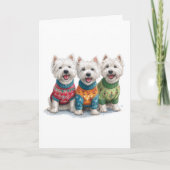 Custom White Westiday Weihnachten Ugly Sweater Url Karte (Vorderseite)