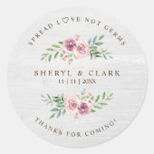 Custom White Wood Floral Wreath Wedding Sanitizer Runder Aufkleber (Vorderseite)