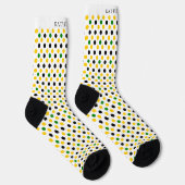 Custom White Yellow Green Black Polka Dot Design Socken (Rechts)