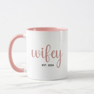 Custom Wifey EST Year Couple Wedding Anniversary Tasse