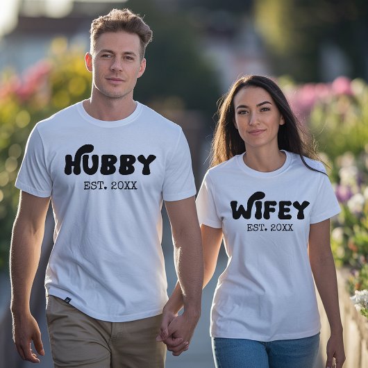 Custom Wifey Hubby Couple Shirt Set für Newlyweds