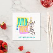 Custom Wild & Three Zebra 3. Geburtstag Napkins Serviette (Beispiel)