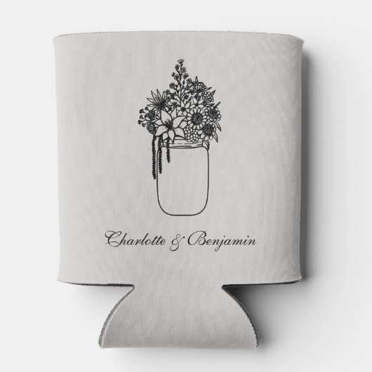 Custom Wildblume Rustikale Hochzeit Dosenkühler (Rückseite)