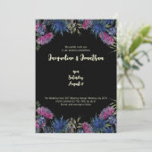 Custom Wildblume Scottish Thistles Black Wedding Einladung (Stehend Vorderseite)