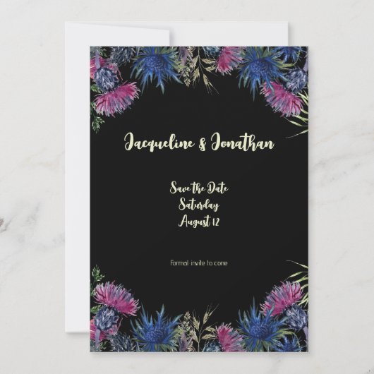 Custom Wildblume Scottish Thistles Save the Date Einladung (Vorderseite)