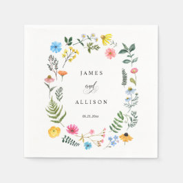 Custom Wildblume Wreath Botanische Hochzeit Napkin Serviette
